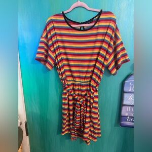 Very Soft Stretch Plus Sized PRIDE Rainbow Shorts Romper 2XL